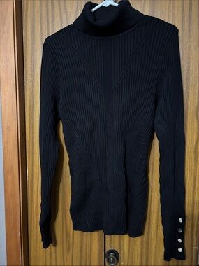 White House Black Market Black Ribbed Turtleneck Sweater